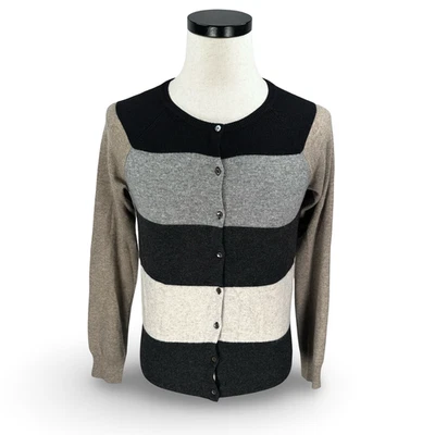 Cárdigan suéter otoño cachemir para mujer mediano multicolor a rayas coderas Foto 1 de 4