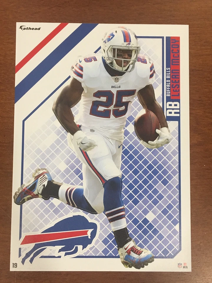LESEAN MCCOY Buffalo Bills 带标志 2018 NFL Fathead 迷你/可交易 #19 全新 — 第 1/2 张图片