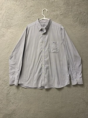 Camisa de vestir Vineyard Vines para hombre talla 16 azul marino con botones calce ajustado a rayas / 118-50 Foto 1 de 4