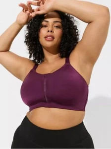 Torrid Sports Bra High Impact Size 44DDD Maroon Front Zip Wireless Lightly Lined - Picture 1 of 9