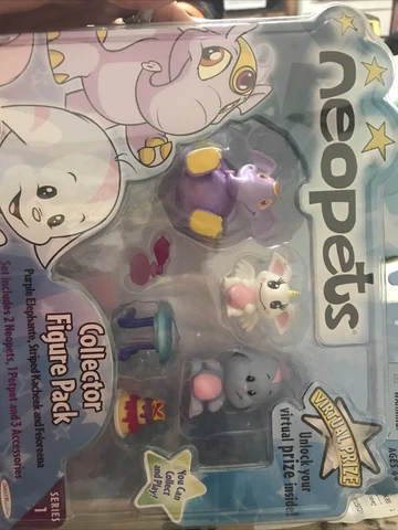 Neopets Collector Figure Pack Series 1 Purple Elephant, Stripe Kacheek, Feloreen Cover