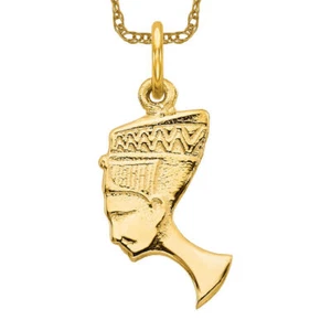 10K Solid Yellow Gold Queen Nefertiti Necklace - Picture 1 of 4