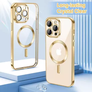For iPhone 16 15 14 13 12 11 Clear Phone Case Magnetic MagSafe Charging Cover - Picture 1 of 69