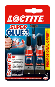 Super Glue 3 Loctite -Gel power flex -2 X 3 g tube colle universlle instantanée 