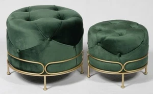 Premium OTM-L2-VELVET BU Ottomans with Gold Metal Frame- Emerald Green - Picture 1 of 22