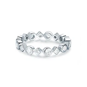 Alluring Brilliant Princess Cut Stackable Ring Sterling Silver WG Ptd Stack - Picture 1 of 3