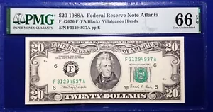 1988A $20 Federal Reserve Note Fr-2076-F Atlanta PMG66 Gem EPQ - Picture 1 of 2