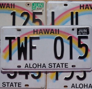 HAWAII LICENSE PLATES - RAINBOW ALOHA STATE Graphic License Plate Tags Random # - Picture 1 of 3