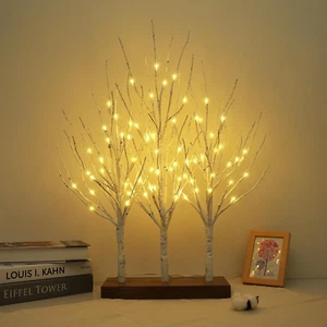 Lighted Birch Tree for Christmas Decor, Tabletop Decorations Indoor with Timer, - Picture 1 of 9