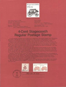 #8227 4c Stagecoach Coil Stamp - Scott #1898A USPS Souvenir Page - Picture 1 of 1
