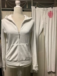Juicy Couture Terry Low Rise Straight Leg Hose 36 x 31 Reißverschluss Hoodie M - Bild 1 von 14