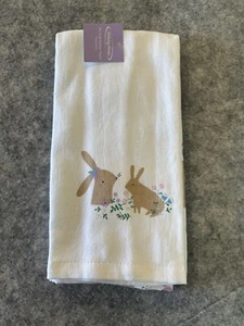 Holiday Home 2 Pack Dual Kitchen Towel Set 100% Cotton Bunny Easter Spring NWT - Picture 1 of 6