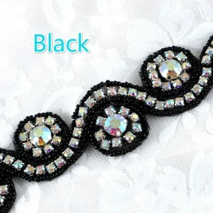90CM AB Crystal Rhinestone Beaded Trim Ribbon Applique DIY Belt Bridal Dress Sew - Picture 1 of 23