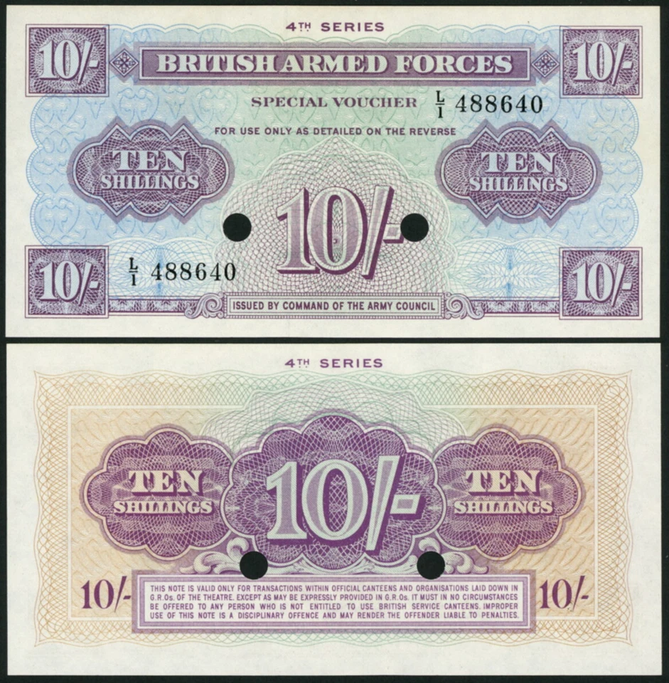 GREAT BRITAIN Armed Forces Military Note P-M35b 10 Shillings Unissued UNC! - Image 1 of 1