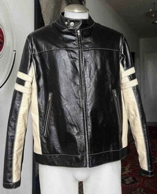 CHAQUETA DE CUERO WILSON M JULIAN MOTOCICLISTA CAFÉ RACER HOMBRE TALLA LG Foto 1 de 4