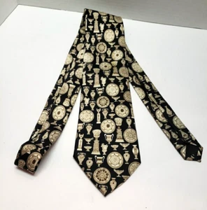SINSABANG PURE SILK Men's Neck Tie/Gold, Beige & Black - Picture 1 of 4