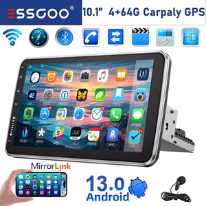4G+64G 10'' Single 1 DIN Carplay Android 14 Car Stereo Radio Rotatable GPS WIFI - Picture 1 of 14
