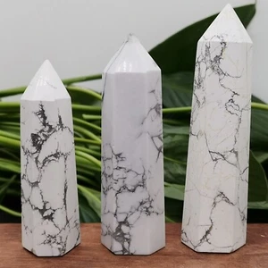 500g Natural howlite Obelisk Quartz Crystal Point Wand Reiki healing random - Picture 1 of 14