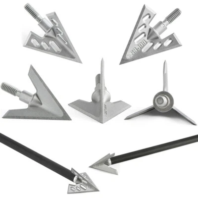 Archery Arrowheads 100gr Screw Tips Blade Broadheads Crossbow Target Hunting - Image 1 of 4
