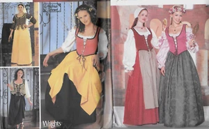 Historical Renaissance Medieval Corset Vest Blouse Skirt Veil Hat S 4-10 Pattern - Picture 1 of 10