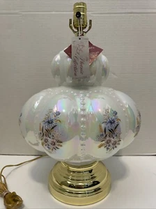 New w/Tags*The Phoenix Collection Hand Blown Glass White Iridescent Lamp Base - Picture 1 of 5