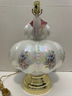 New w/Tags*The Phoenix Collection Hand Blown Glass White Iridescent Lamp Base - Image 1 of 4