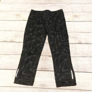 ATHLETA Girl Chaturanga Capri Leggings Black w/ Gray Geo Print Size L (12) - Picture 1 of 9