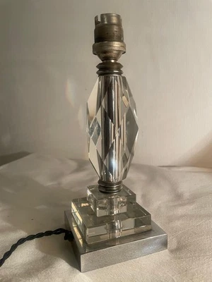 Pied de Lampe en Cristal - Signé G. Humbert - Style Art Déco - XXème siècle - Photo 1/2