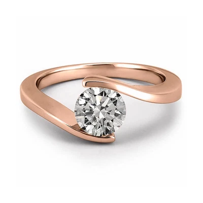 Engagement Ring IGI GIA Lab Grown Diamond Round 1 Carat 18K Rose Gold Size 5 6 7 - Image 1 of 4