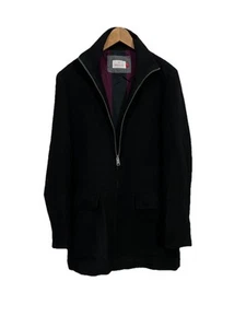 Brooksfield Mens Size M Black Wool Blend Mid Length Coat Jacket Excellent Cond - Picture 1 of 7