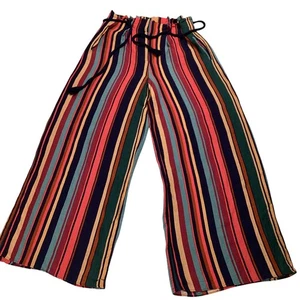 Farm Rio Anthropologie Striped Wide Leg Gaucho Pants Size S - Picture 1 of 5