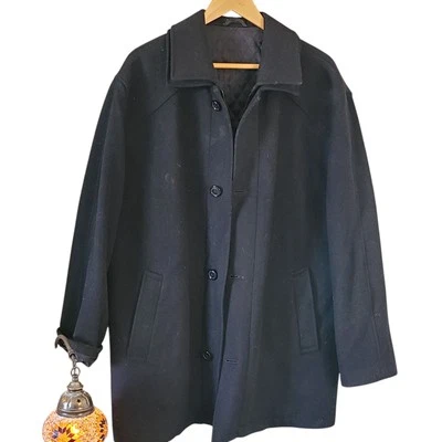 J. Ferrar Wool Blend Overcoat Medium Mens Black Lined Classic Quiet Luxury Money - Image 1 of 4