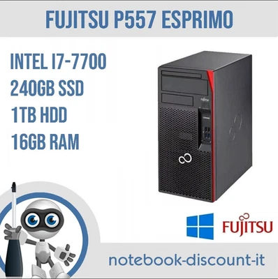 Computer FUJITSU ESPRIMO P557 Core i7-7700 Ram 16gb SSD 240gb 1TB Win10 GRADO A- - Immagine 1 di 3