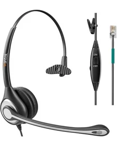 Corded Telephone Headset Mono w/Noise Canceling Mic Compatible with 600RJ1-WS2 - Zdjęcie 1 z 7