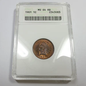 1901 P ANACS Soap Box MS64 RB Red Brown - Indian Head Penny Cent 1c Coin #55561A - Picture 1 of 4