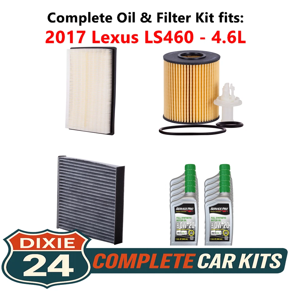 Fits: 2017 Lexus LS460 4.6L Complete Cabin, Air & Oil Filter Kit (0W-20) Foto 1 de 4