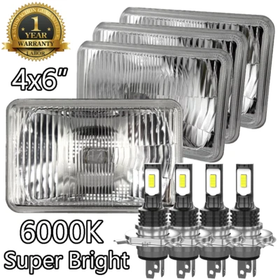 4x Fit GMC C1500 2500 3500 K1500 K2500 K3500 1982-1986 Truck 4x6" LED Headlight - Image 1 of 4
