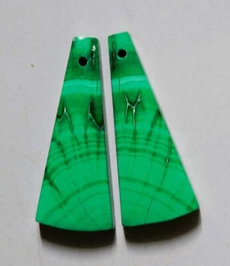 30.95 Cts Natural Malachite Drilled Cabochon Matching Pair Gemstone 29X12MM - Picture 1 of 3