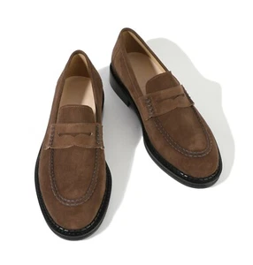Mocasines sin cordones Firenze Atelier para hombre marrón piel de cordero de gamuza punta centavo - Imagen 1 de 10