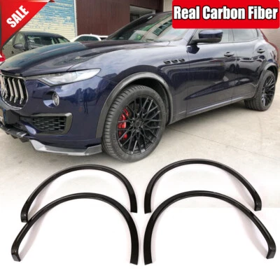 Para Maserati Levante 2016-2018 guardabarros de fibra de carbono llamaradas borde de arco de rueda 4 piezas Foto 1 de 4