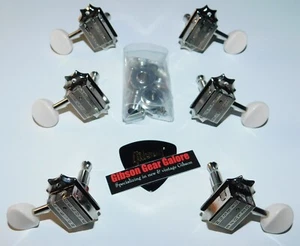 Gibson Les Paul Tuners Set White Kluson Deluxe Nickel Guitar Parts Project Beato - Picture 1 of 3