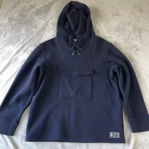 Ralph Lauren RARE Vintage Mens Hooded Smock Jumper Wool Angora Blue Size Large - Picture 1 of 15