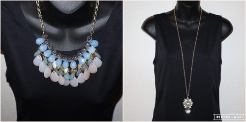 OFF WHITE Lotto luce bianco sporco blu collana tono oro pendente lampadario floreale