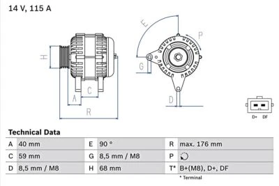 BOSCH Alternator 14V For VOLVO 850 C70 I S70 V70 Xc70 CROSS COUNTRY 0986040270 - Image 1 of 4