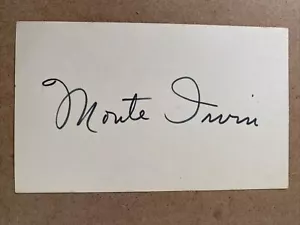 Monte Irvin Autographed 3x5 index card HOF Baseball Player Died 2016 NY Giants - Picture 1 of 1