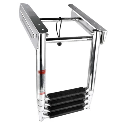 Marine Telescoping 4 Step Boat Ladder Stainless Steel Slide Mount Poonton Ladder - image 1 of 4