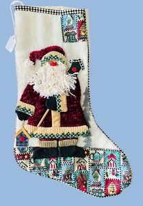 3D Country Santa Red And Blue Christmas Stocking from our Boutique 20” - Picture 1 of 5