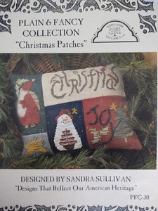 CROSS STICH Chart PLAIN & FANCY COLLECTION,CHRISTMAS PATCHES by SANDRA SULLIVAN - Picture 1 of 1
