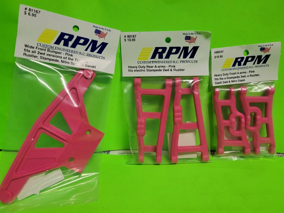RPM 81167 80187 80247 FRONT BUMPER REAR A-Arms Traxxas Rustler Stampede 2wd PINK - Image 1 of 1