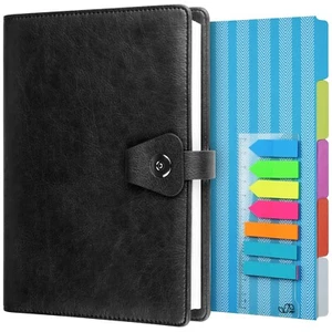 A5 Binder Journal, Refillable 6 Ring Organizer Planner Leather Business Writi... - Picture 1 of 6